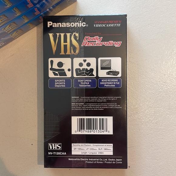 New Panasonic T120 Standard 6 hour VHS Video Tapes NV-T120CAA 246m sealed - Picture 2 of 3
